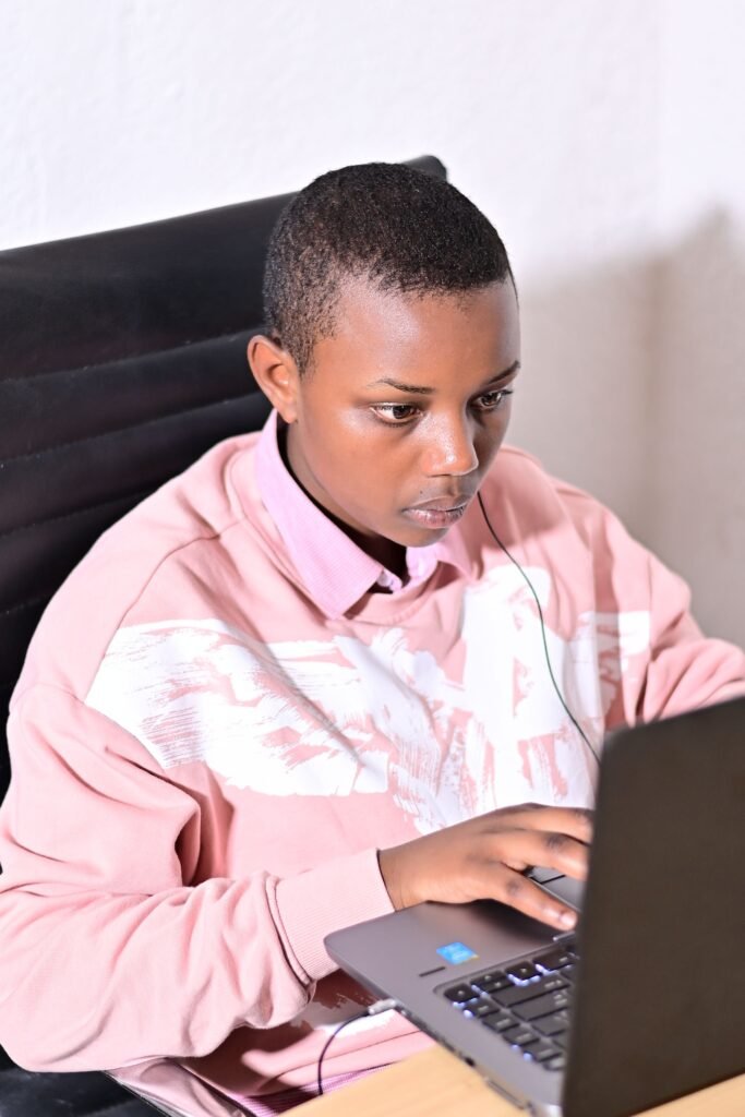 Confident African professional working in a modern office